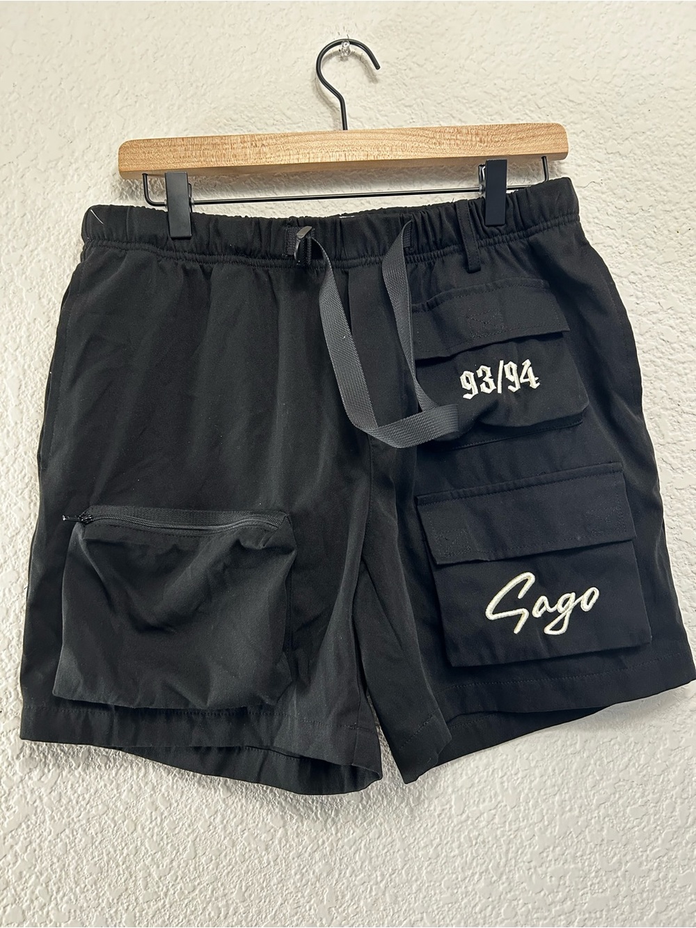 Sago Studio 93/94 Black Techwear Cargo Shorts Gorpcore Mens Medium